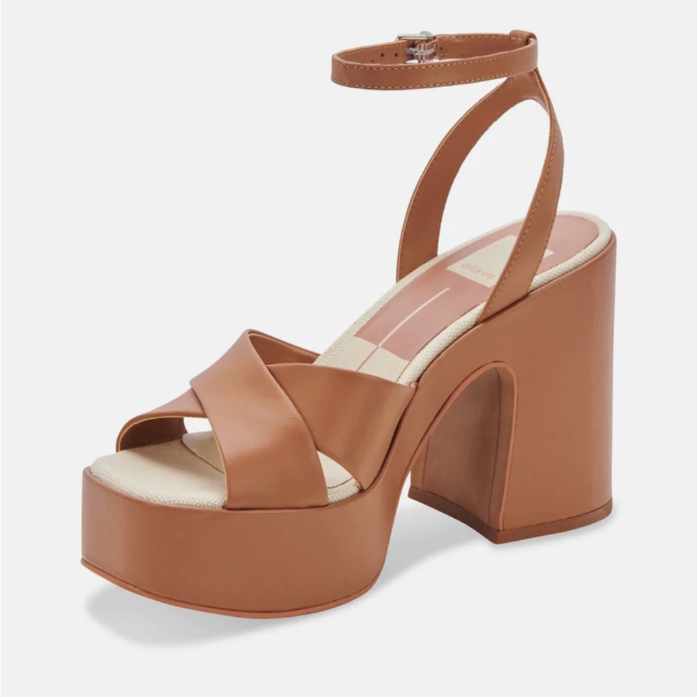 Dolce Vita Leather Platform Sandals Nude
